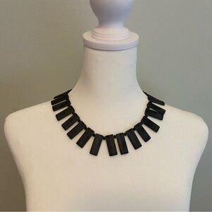Black Stone Necklace with Rectangular Design and Ethereal Appearance